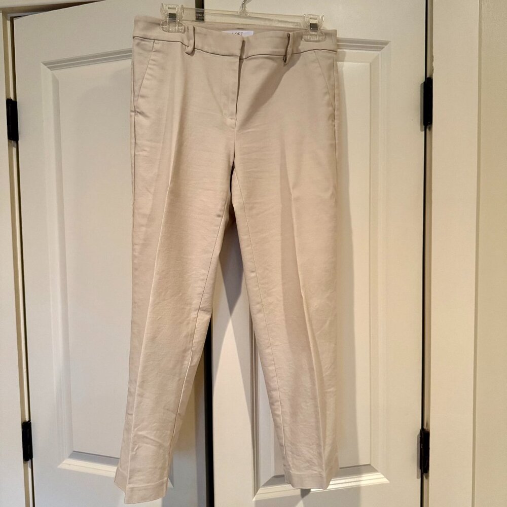 LOFT, The Riviera Slim CROPPED,  Size 4, Khaki / Soft Wheat